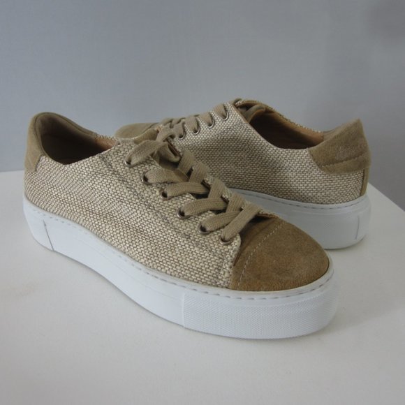 Dirndl + Bua Womens 7.5 EU 38 Beige Suede Lace Up Sneakers Shoes 1588 - Picture 1 of 11